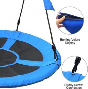 img 2 attached to 🪂 Saucer Tree Swing Seat for Children - 40 Inch Flying Saucer Swing for Kids with Added Hanging Straps & Adjustable Multi-Strand Ropes
