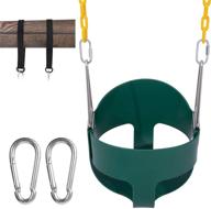 🌞 sunnyglade kids swing set accessories - high back full bucket swing seat with 66 in coated chain, 2pcs snap hooks & 2pcs hanging strap - supports up to 660lb - green логотип