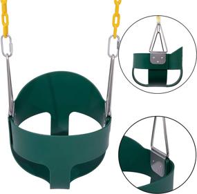 img 2 attached to 🌞 Sunnyglade Kids Swing Set Accessories - High Back Full Bucket Swing Seat with 66 in Coated Chain, 2PCS Snap Hooks & 2PCS Hanging Strap - Supports up to 660lb - Green