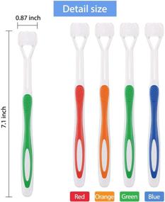 img 3 attached to 🦷 4-Pack Sensory Toothbrush for Kids with 3 Sides - Complete Teeth and Gum Care, Gentle Bristles for Autism - Travel Toothbrush in Green, Blue, Yellow, and Red