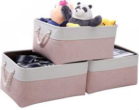 img 4 attached to Convenient and Versatile Foldable Storage Baskets 🧺 with Handles for Nursery and Kids' Home Organization