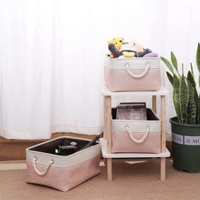 img 2 attached to Convenient and Versatile Foldable Storage Baskets 🧺 with Handles for Nursery and Kids' Home Organization