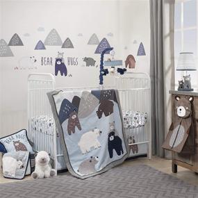 img 4 attached to Signature Montana 5-Piece Baby Crib Bedding Set with Blue, Grey, and Brown Bears and Mountains by Lambs & Ivy