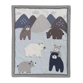 img 3 attached to Signature Montana 5-Piece Baby Crib Bedding Set with Blue, Grey, and Brown Bears and Mountains by Lambs & Ivy
