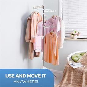 img 1 attached to 👚 Home Spirit Tripod Clothes Drying Rack - Indoor Laundry Rack, Collapsible for Storage, Height Adjustable Up to 74'', 5 Detachable Adjustable Hangers, Holds 36 Garments