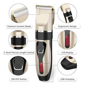 img 3 attached to 🔌 RUEOO ZCC100 Hair Clipper for Men: Pro Cordless Trimmer with LED Display and USB Rechargeable Features - Five-Level Adjustable Length Electric Haircut Kit with 6 Guide Combs