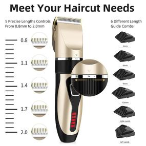 img 2 attached to 🔌 RUEOO ZCC100 Hair Clipper for Men: Pro Cordless Trimmer with LED Display and USB Rechargeable Features - Five-Level Adjustable Length Electric Haircut Kit with 6 Guide Combs