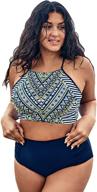 👙 cupshe women's plus size bikini set: tank lace shirring high waisted swimsuit for the perfect fit logo