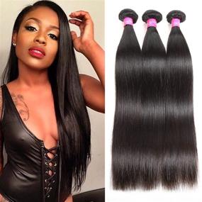 img 4 attached to 🏾 8A Brazilian Virgin Straight Human Hair Bundles - 3 Bundles 100% Unprocessed Weave Extensions, Natural Color (16 18 20 inches) | Can Be Dyed and Bleached | ISEE Hair