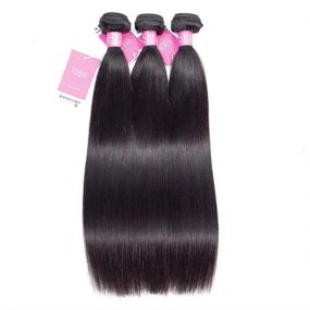 img 3 attached to 🏾 8A Brazilian Virgin Straight Human Hair Bundles - 3 Bundles 100% Unprocessed Weave Extensions, Natural Color (16 18 20 inches) | Can Be Dyed and Bleached | ISEE Hair