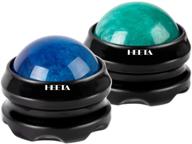 🔵 heeta massage ball manual roller massager 2-pack: ultimate self massage therapy tool for sore muscles, stiffness, and joint pain relief - blue & green logo