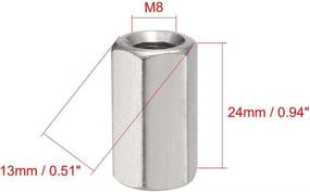 img 2 attached to 2-Pack, 304 Stainless Steel Metric Hex Coupling Nut, M8 X 1.25-Pitch, 24mm Length