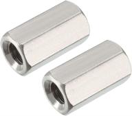 2-pack, 304 stainless steel metric hex coupling nut, m8 x 1.25-pitch, 24mm length logo