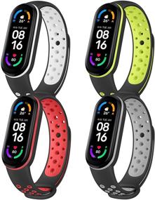 img 4 attached to 4-Pack Bands For Xiaomi Mi Band 5 Strap &Amp