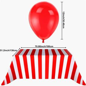 img 3 attached to 🎈 Blulu 2-Pack Red and White Striped Table Cover Tablecloths with 20 Balloons and 10m White Ribbon - Enhancing SEO