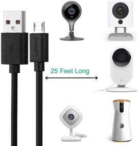 img 3 attached to Удлинитель питания 2-шт., 25 футов, совместим с WyzeCam, Wyze Cam Pan, Nest Cam Indoor, Blink, Yi Camera, USB to Micro USB Charging Cord (черный)