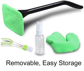 img 4 attached to 🚗 Enhanced Car Window Cleaner Kit: Windshield Cleanser with Extendable Handle, Reusable Cloth Pad, Ideal for Auto Interior & Exterior Glass Cleaning