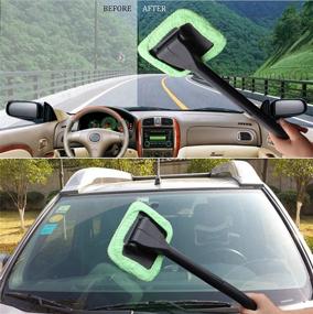 img 3 attached to 🚗 Enhanced Car Window Cleaner Kit: Windshield Cleanser with Extendable Handle, Reusable Cloth Pad, Ideal for Auto Interior & Exterior Glass Cleaning