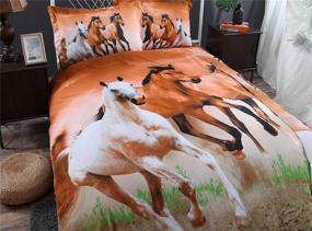 img 4 attached to Discover the Alluring European Style Galloping Horse Bedding Set - 4 Piece Polyester Twin Beddinginn Set (Comforter Not Included)