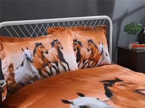 img 3 attached to Discover the Alluring European Style Galloping Horse Bedding Set - 4 Piece Polyester Twin Beddinginn Set (Comforter Not Included)