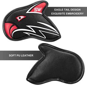 img 1 attached to 🏌️ Golf Iron Head Covers 11pcs: Thicken Eagle PU Leather, Soft Black, Embroideried Edging, Right Handed, Waterproof & Durable, Fit Most Clubs - Wedge 4-9 Pw Aw Sw Lw X