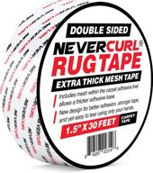 🔒 extra thick rug tape with mesh fabric - 1.5"x30ft roll - non slip gripper tape for rugs, mats, pads, and runners - works on any indoor floor - hardwood, tiles, laminates - nevercurl brand логотип