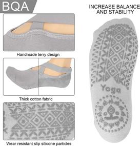 img 2 attached to 🧦 BQA Non Slip Yoga Socks for Women - 4 Pairs Pilates Socks, Anti-Skid Socks for Pure Barre, Ballet, Dance