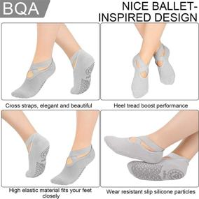 img 1 attached to 🧦 BQA Non Slip Yoga Socks for Women - 4 Pairs Pilates Socks, Anti-Skid Socks for Pure Barre, Ballet, Dance