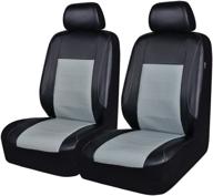horse kingdom universal faux leather car seat covers - front set of 2, 6pcs - breathable & aibag compatible - ideal for cars, trucks, suvs, sedans - black with gray design logo