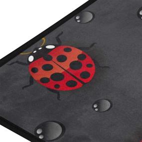 img 2 attached to 🐞 Не скользящий мягкий коврик для ванной комнаты и кухни, ковры-коврики для входной двери, ковролин для декора дома, дизайн с каплями дождя и божьими коровками, 39" X 20