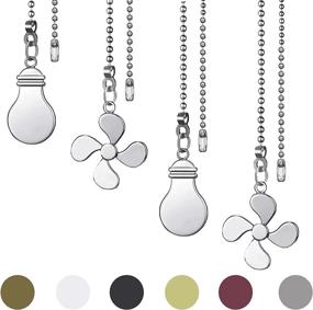 img 4 attached to 🪶 Decorative Ceiling Fan Pull Chain Set - 4 Piece Extension Ornaments, with 12 Inch Beaded Ball Fan Pull Chain Extender, 3.2mm Diameter, Silver