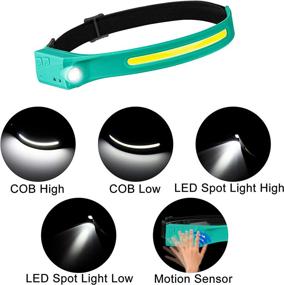 img 3 attached to 🔦 1200 Lumens Rechargeable Headlamp Flashlight: Motion Sensor, 230°Wide Beam, 5 Modes for Outdoor Running, Camping, Hiking