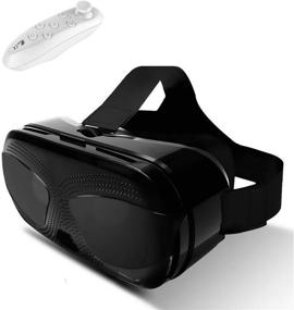 img 4 attached to Погрузитесь в виртуальную реальность с 3D VR-очками + пультом дистанционного управления! Идеальный подарок для iPhone 11 Pro XR XS X 8 7 6S 6 Plus, Samsung S10 S9 S8 S7 S6 Edge + BLU A4 R2+ и других устройств - черные VR-очки