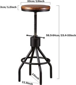 img 3 attached to Set of 2 Industrial Bar Stools - Swivel Counter Coffee Chairs - Extra Pub Height Adjustable from 22 to 33 inches
