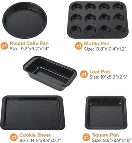 img 2 attached to 5-Piece Nonstick Bakeware Set: Cookie Sheet, Loaf Pan, Square Pan, Round Cake Pan, 12-Cup Muffin Pan