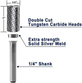 img 1 attached to 🔩 YUFUTOL SB-5 Tungsten Carbide Burr: Cylinder Shape Double Cut Rotary Burrs File (1/2'' Cutter Dia, 1'' Cutter Length) - 1/4'' Shank Dia