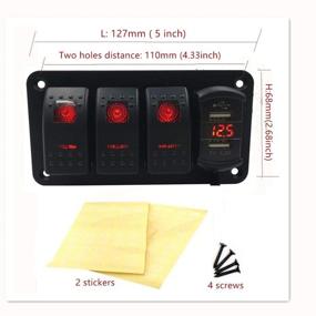 img 2 attached to 🔴 Switchtec Rocker Switch Panel with Dual USB Fast Charger, Voltmeter, and Red Backlit LED - Ideal for Marine, Boat, Car, Truck, Polaris, Jeep (4.8A USB & 3 Red Switches)