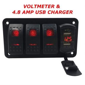 img 4 attached to 🔴 Switchtec Rocker Switch Panel with Dual USB Fast Charger, Voltmeter, and Red Backlit LED - Ideal for Marine, Boat, Car, Truck, Polaris, Jeep (4.8A USB & 3 Red Switches)