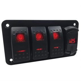 img 3 attached to 🔴 Switchtec Rocker Switch Panel with Dual USB Fast Charger, Voltmeter, and Red Backlit LED - Ideal for Marine, Boat, Car, Truck, Polaris, Jeep (4.8A USB & 3 Red Switches)