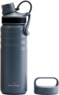 🧊 grandties 2 lids sports stainless steel water bottle– 24oz: reusable, insulated, travel canteen - stone grey логотип