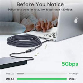 img 3 attached to 🔌 20ft Nanxudyj USB 3.0 Extension Cable – High-Speed Type A Male to A Female Data Transfer Cord (5Gbps) for Playstation, Xbox, Oculus VR, USB Flash Drive, Card Reader, Hard Drive, Keyboard, Printer