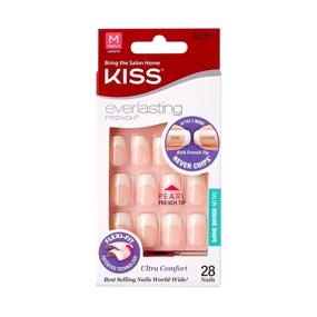 img 4 attached to Улучшенный набор искусственных ногтей KISS Everlasting French с средней жемчужной подсказкой - 28 ногтей EF10 (1 ПАККЕТ)
