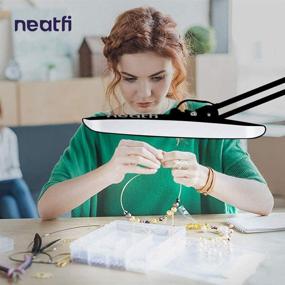 img 2 attached to ✨ Neatfi XL 2,200 Lumens LED Task Lamp with Clamp: Super Bright 24W Desk Lamp, Dimmable & Eye-Caring Table Clamp LED Light (Black)