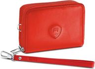 alban leather zippered wristlet wallet logo