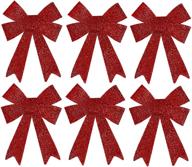🎀 shimmer and shine with iconikal luxury no-mess glitter bow 9 x 12-inches, 6 pack - red logo