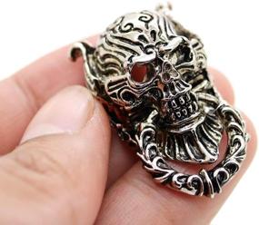 img 1 attached to 🔩 CRAFTMEMORE 2pcs Skull Conchos - Screw Back Leather Crafting Devil Ghost Skull Concho - Decorative Key Ring Wallet Joint Connector CHS11 (Silver)