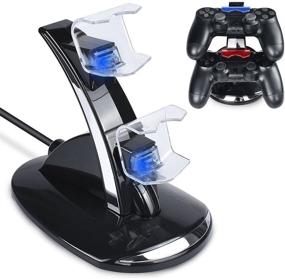 img 3 attached to 🎮 Dual USB PS4 Controller Charger Stand - Tohilkel Charging Docking Station Compatible with Playstation 4/PS4/PS4 Pro/PS4 Slim Controllers, Black