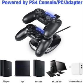 img 2 attached to 🎮 Dual USB PS4 Controller Charger Stand - Tohilkel Charging Docking Station Compatible with Playstation 4/PS4/PS4 Pro/PS4 Slim Controllers, Black