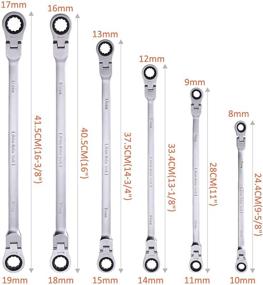 img 1 attached to 🔧 Набор гаечных ключей Orion Motor Tech 6-Piece Metric Extra Long Gear Ratcheting с гибкой головкой, размеры 8 мм-19 мм, XL удлиненная ручка - 6 шт. и 12 размеров