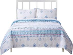 img 3 attached to 🌼 Soul & Lane Morning Glory 100% Cotton Watercolor Quilt Set - Queen with 2 Shams, Modern Bedspread